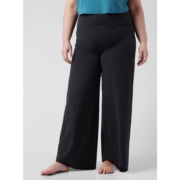 Athleta 1X black Elation Wide Leg Pant leggings comfortable cute soft flattering - Picture 1 of 7